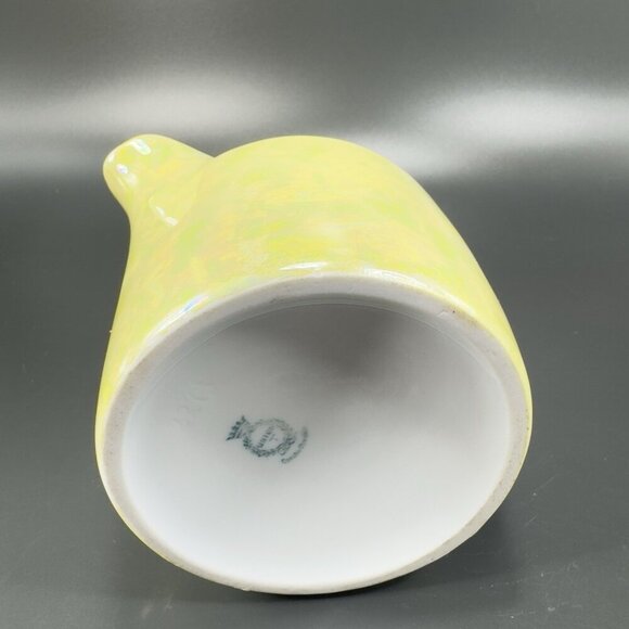VIntage Czech China Porcelain Lusterware Yellow Black Small Pitcher Creamer VTG - Picture 8 of 12